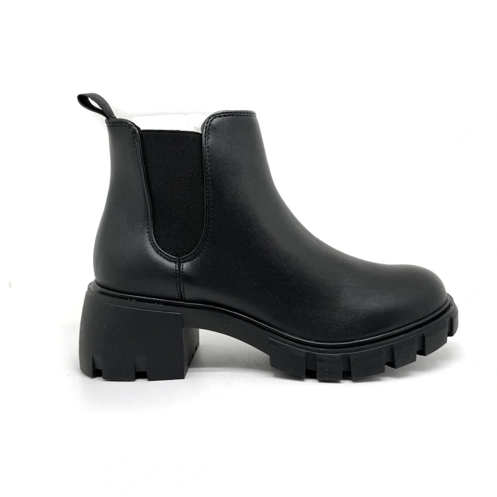 Steve Madden Howler Bootie Black Chunky Heel Combat Boots Size 8.5 - Picture 4 of 12